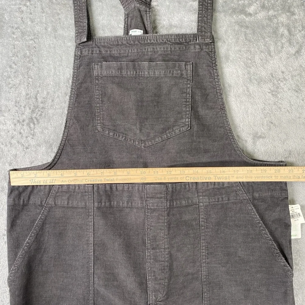 Aerie Overalls Womens Sz XL Grey Corduroy Adjustable Raw Hem Patch Pockets NWT